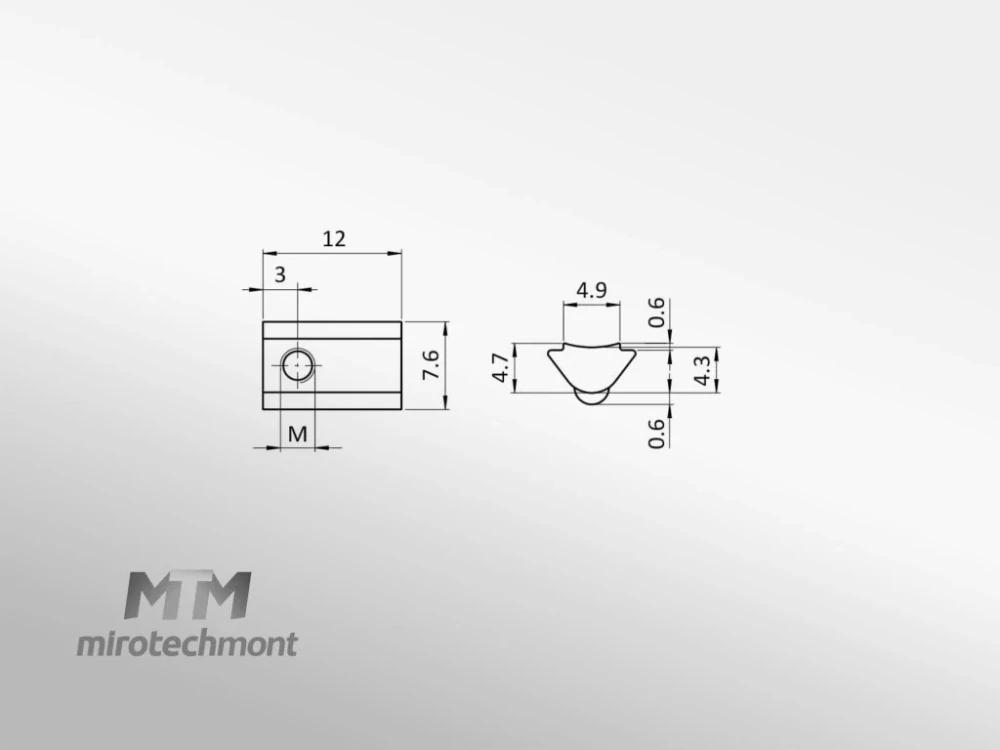 Matice s kuličkou  slot I5, 7,6x4,3
